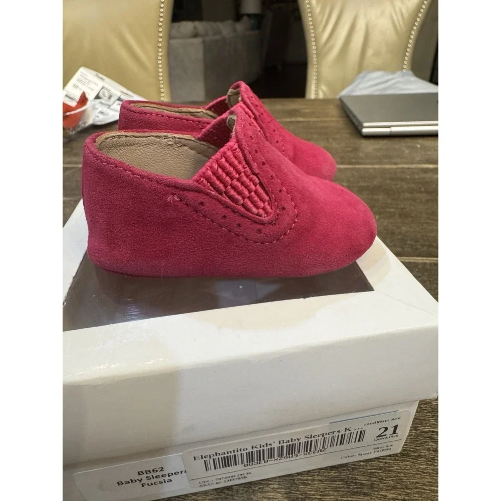 Elephantito Kids' Baby Slippers-K‎ Crib Shoe Suede Fuchsia Size 0M